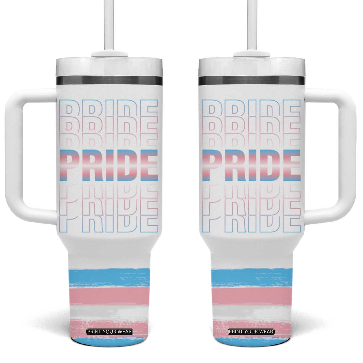 Bisexual Pride Tumbler With Handle LGBTQ Bi Flag TB09 One Size: 40 oz White Print Your Wear