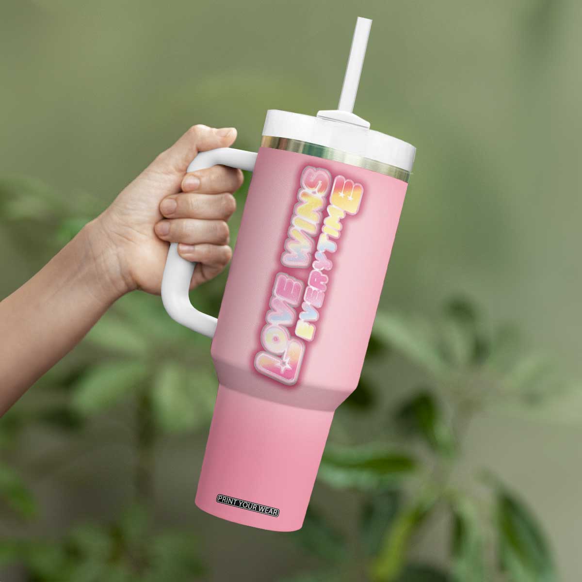 LGBT Pride Tumbler With Handle Love Wins Everytime Rainbow TB09 Print Your Wear