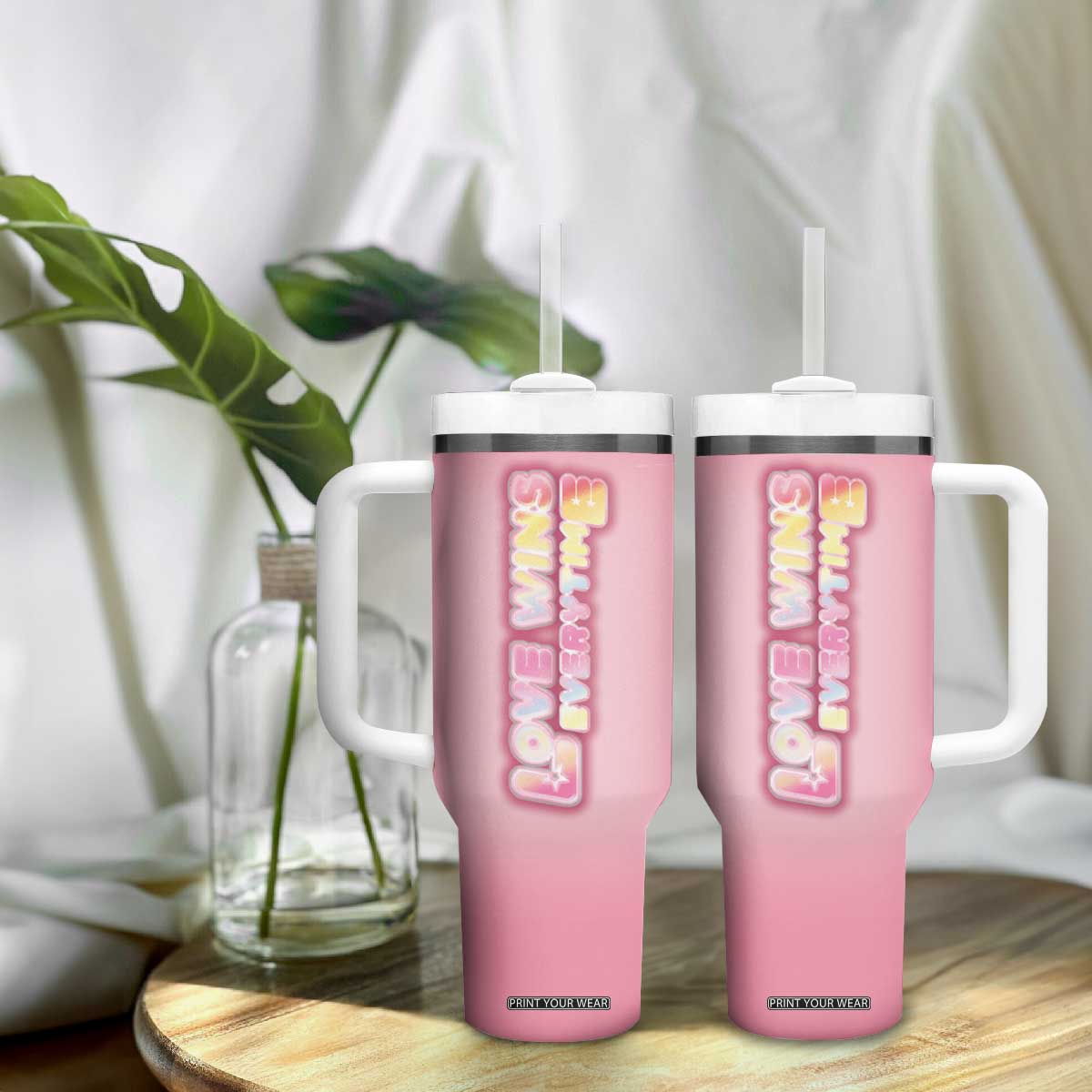 LGBT Pride Tumbler With Handle Love Wins Everytime Rainbow TB09 Print Your Wear