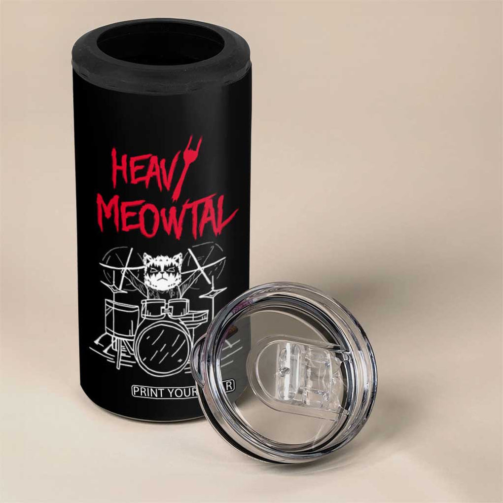 Heavy Metal 4 in 1 Can Cooler Tumbler Cat Drummer Meowtal Rock Drum Band TB09 Print Your Wear