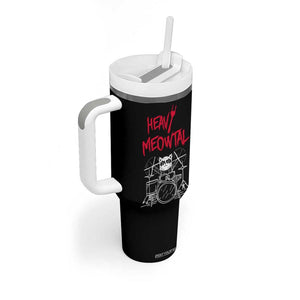 Heavy Metal Tumbler With Handle Cat Drummer Meowtal Rock Drum Band TB09 Print Your Wear