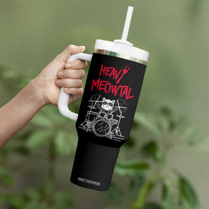 Heavy Metal Tumbler With Handle Cat Drummer Meowtal Rock Drum Band TB09 Print Your Wear