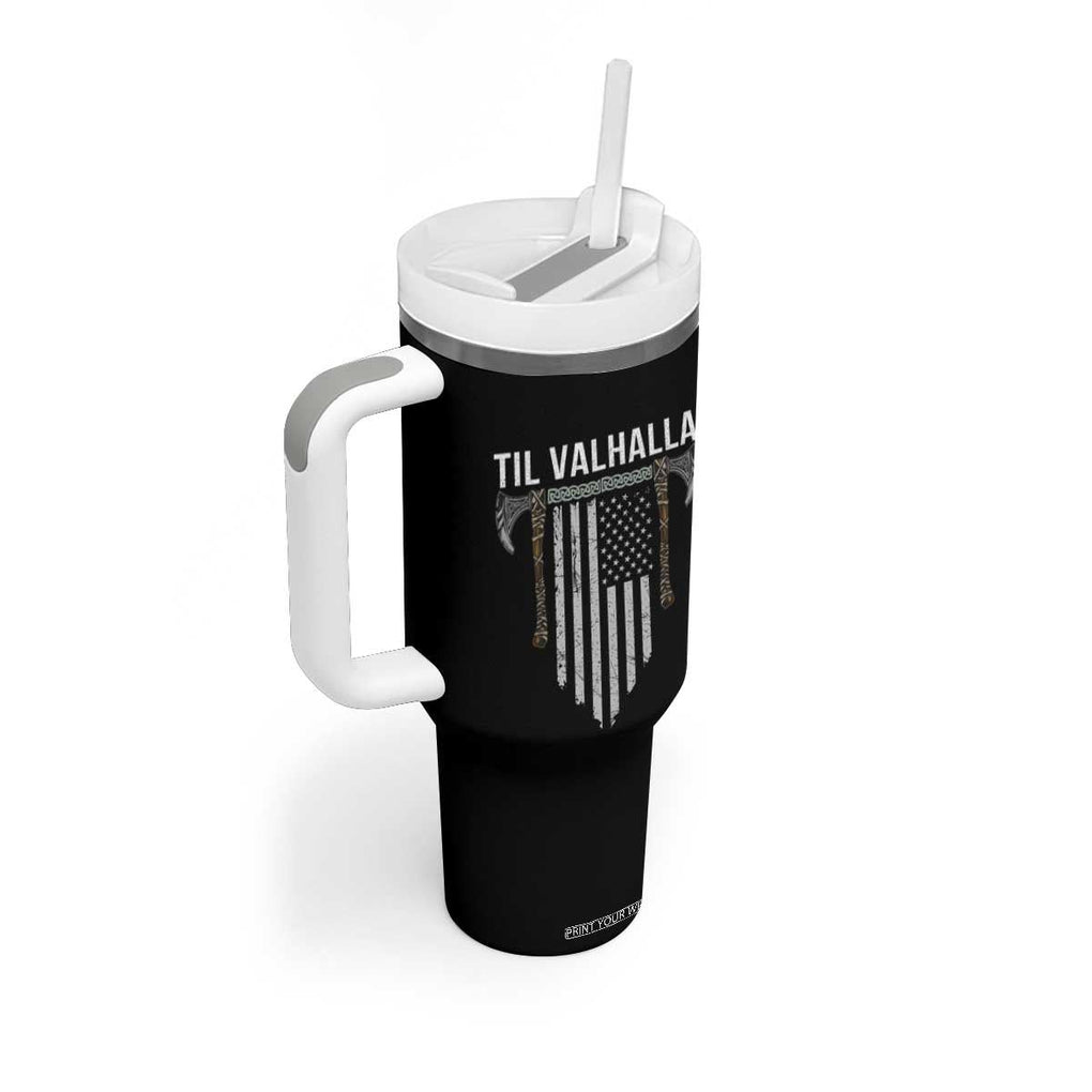 Viking Tumbler With Handle Til Valhalla American Axe Flag Norse Mythology TB09 Print Your Wear