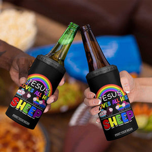 LGBT Pride 4 in 1 Can Cooler Tumbler Jesus Loves All His Sheep Lesbian Gay Bisexual Transgender Black White TB09 Print Your Wear