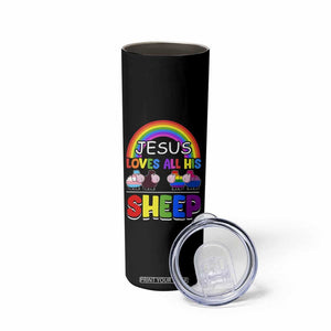 LGBT Pride Skinny Tumbler Jesus Loves All His Sheep Lesbian Gay Bisexual Transgender Black White TB09 Print Your Wear