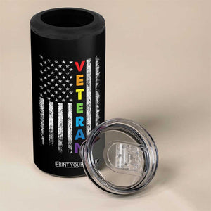 LGBT Veteran 4 in 1 Can Cooler Tumbler American Flag Rainbow Military Army TB09 Print Your Wear
