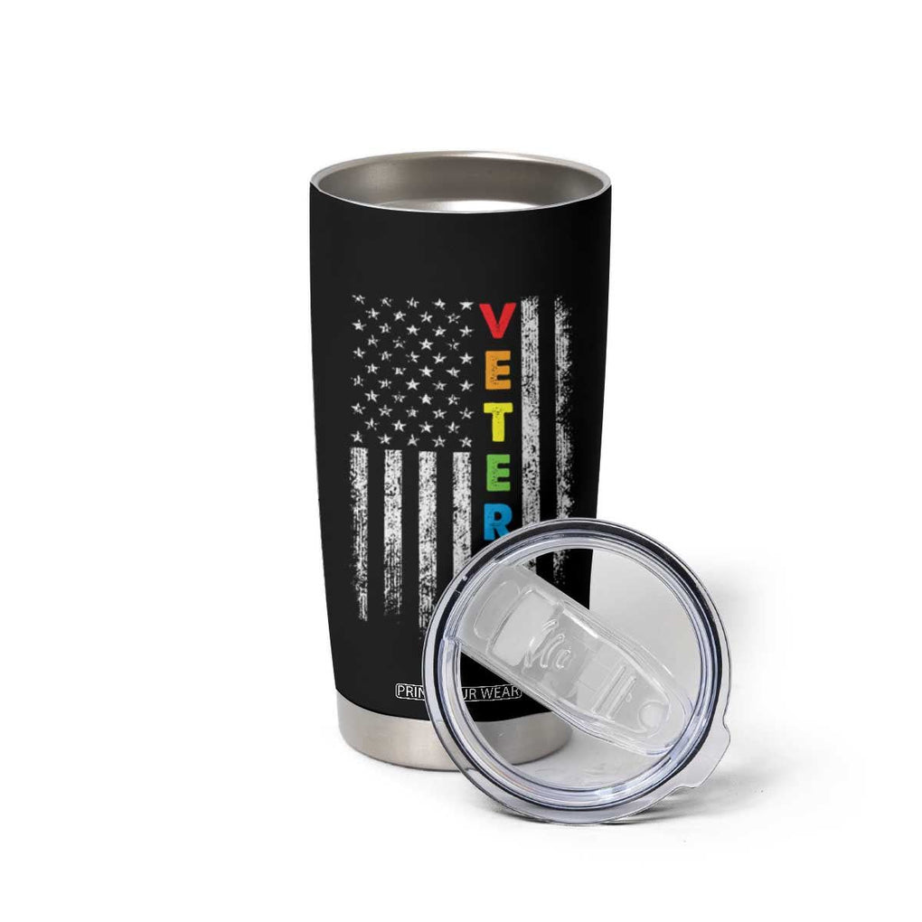 LGBT Veteran Tumbler Cup American Flag Rainbow Military Army TB09 Print Your Wear