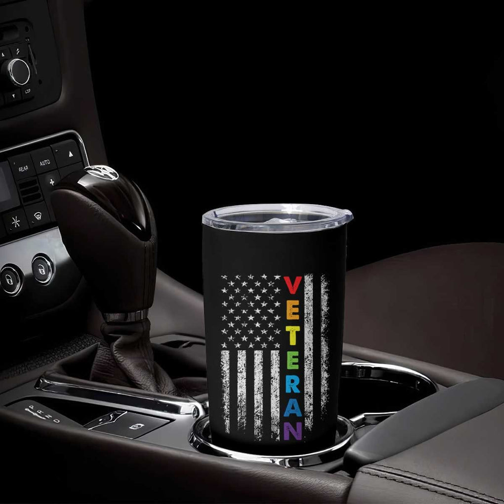 LGBT Veteran Tumbler Cup American Flag Rainbow Military Army TB09 Print Your Wear