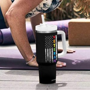 LGBT Veteran Tumbler With Handle American Flag Rainbow Military Army TB09 Print Your Wear