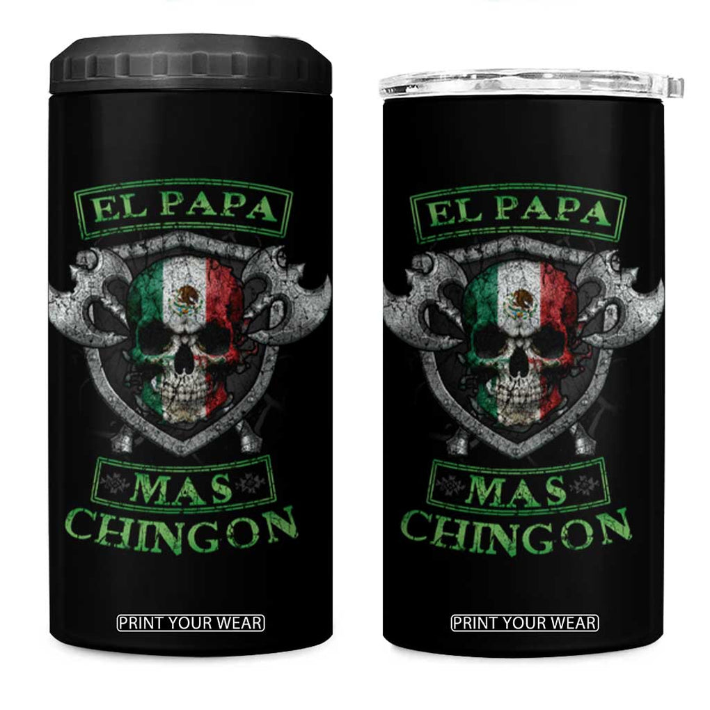 Mexican Dad 4 in 1 Can Cooler Tumbler El Papa Mas Chingon Mexico Father's Day TB09 One Size: 16 oz Black Print Your Wear