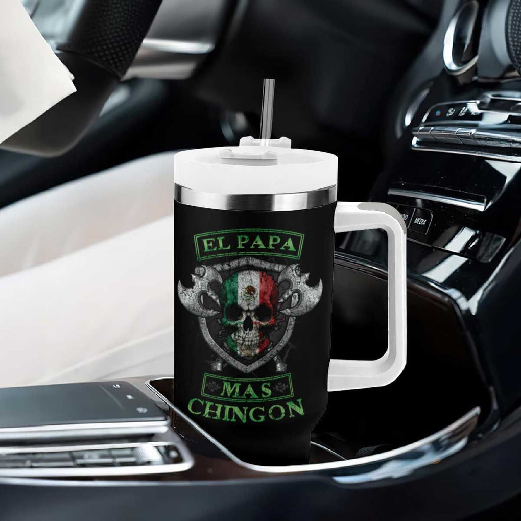 Mexican Dad Tumbler With Handle El Papa Mas Chingon Mexico Father's Day TB09 Print Your Wear