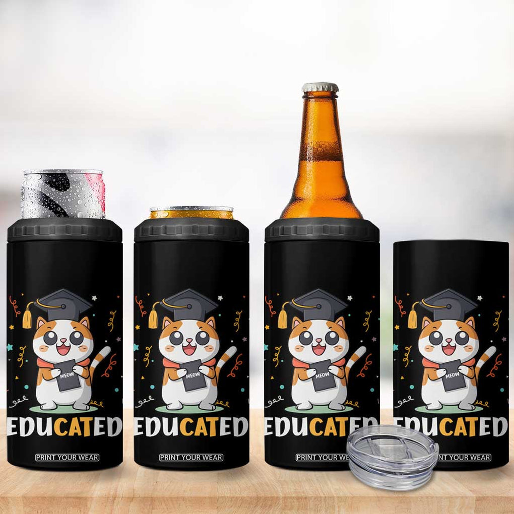 Graduation Cat Lover 4 in 1 Can Cooler Tumbler Educated Cat Graduated Graduating TB09 Print Your Wear