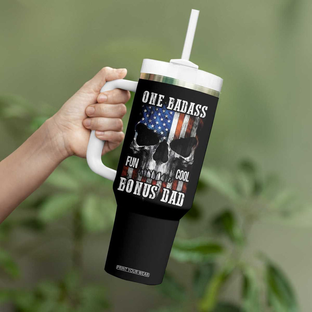 Father's Day Tumbler With Handle One Badass Bonus Dad Skull TB09 Print Your Wear