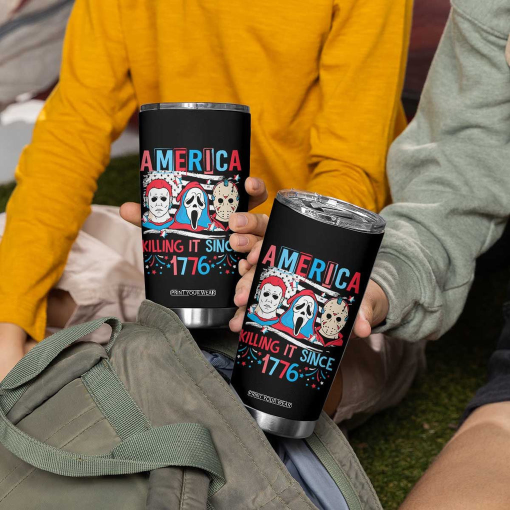 Funny 4th Of July Tumbler Cup America Killing IT Since 1776 Horror TB09 Print Your Wear