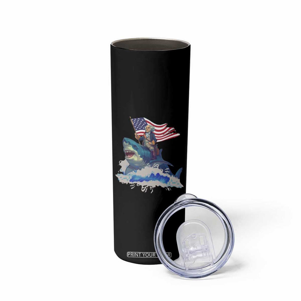 Funny 4th Of July Skinny Tumbler George Washington Riding Shark Patriotic Independence Day TB09 Print Your Wear