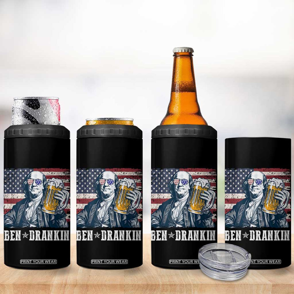 Funny 4th Of July Drinking 4 in 1 Can Cooler Tumbler Ben Drankin Benjamin Franklin Patriotic Party TB09 Print Your Wear