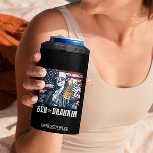 Funny 4th Of July Drinking 4 in 1 Can Cooler Tumbler Ben Drankin Benjamin Franklin Patriotic Party TB09 Print Your Wear
