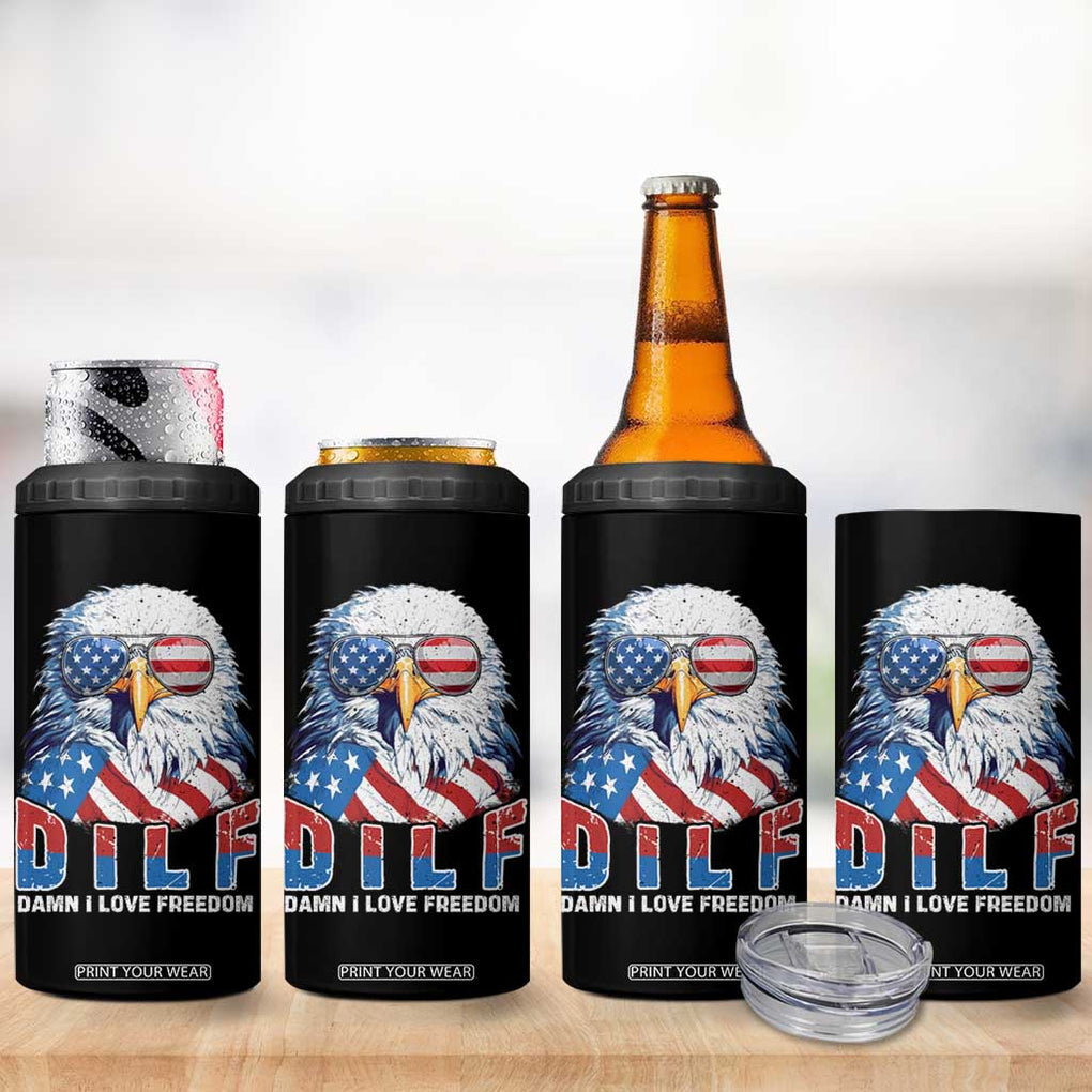 Funny 4th Of July 4 in 1 Can Cooler Tumbler Damn I Love Freedom TB09 Print Your Wear