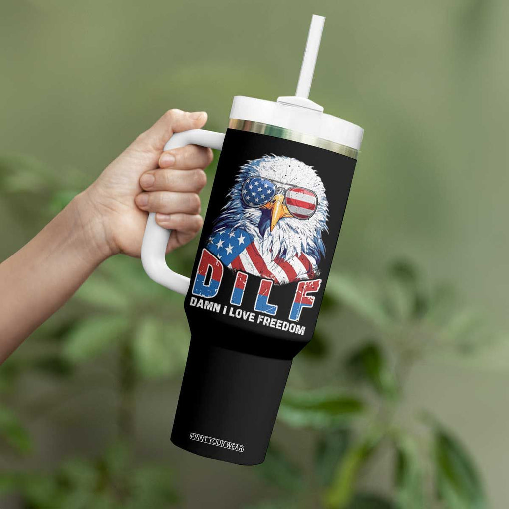 Funny 4th Of July Tumbler With Handle Damn I Love Freedom TB09 Print Your Wear