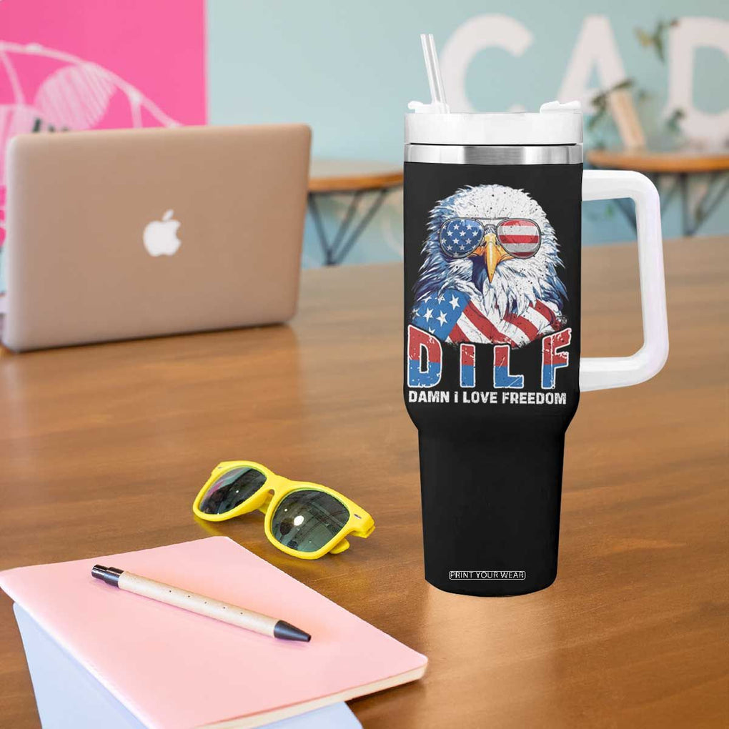 Funny 4th Of July Tumbler With Handle Damn I Love Freedom TB09 Print Your Wear