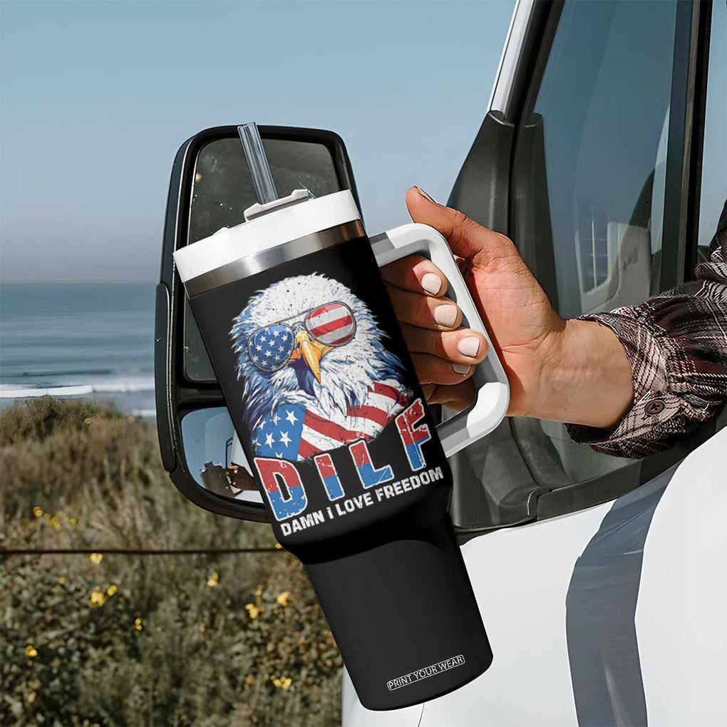 Funny 4th Of July Tumbler With Handle Damn I Love Freedom TB09 Print Your Wear