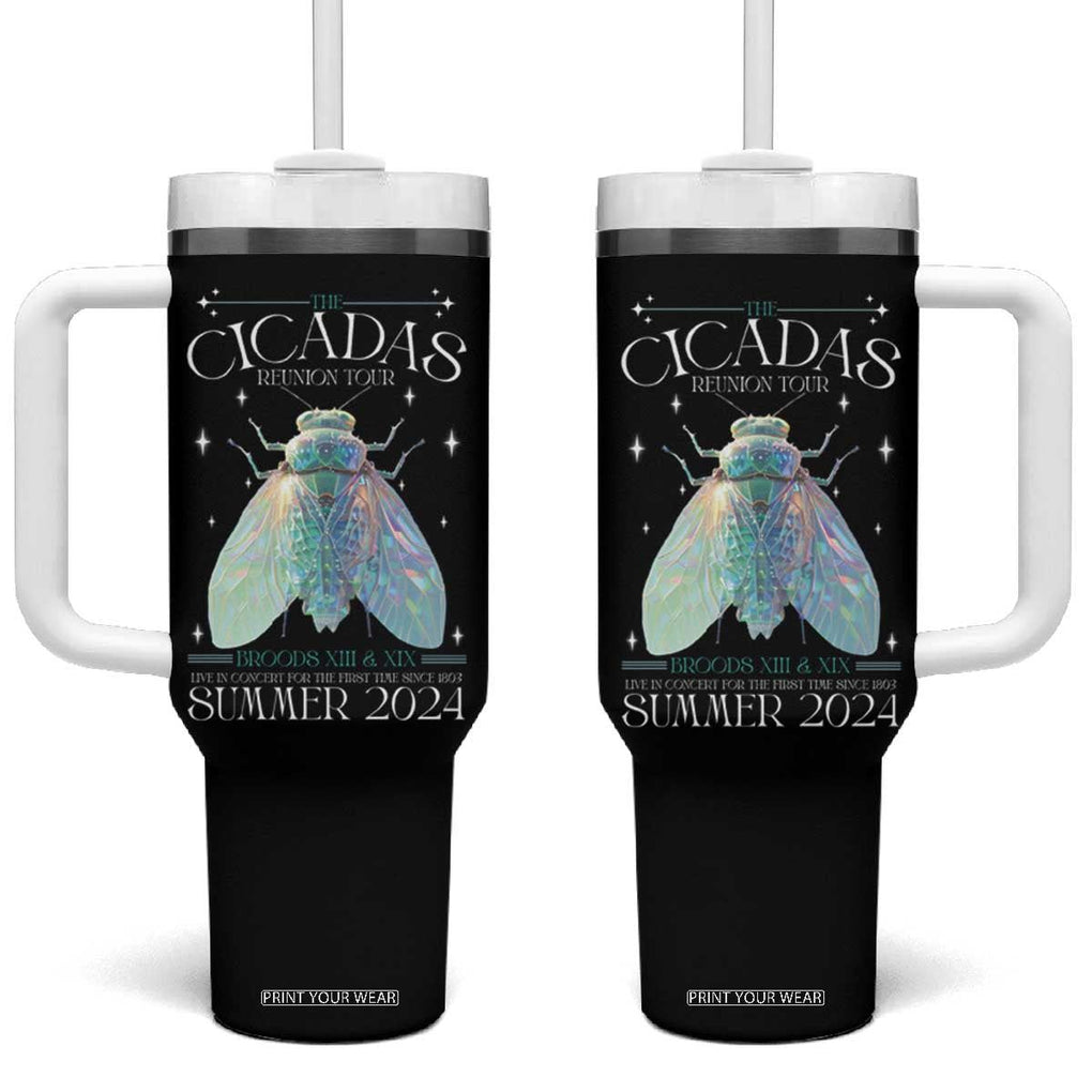The Cicada Reunion U.S Tour 2024 Tumbler With Handle Broods XIII & XIX Cicadas Concert Fest TB09 One Size: 40 oz Black Print Your Wear