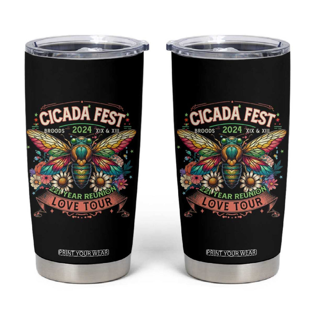 Cicada Fest 2024 Tumbler Cup Broods XIII & XIX 221 Year Reunion Tour TB09 Black Print Your Wear