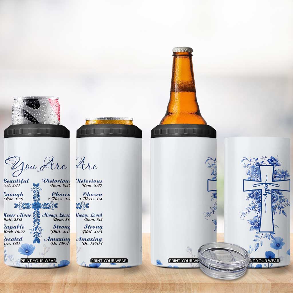 Christian Gifts 4 in 1 Can Cooler Tumbler You Are Enough Inspirational Flower Christ Cross TB09 Print Your Wear