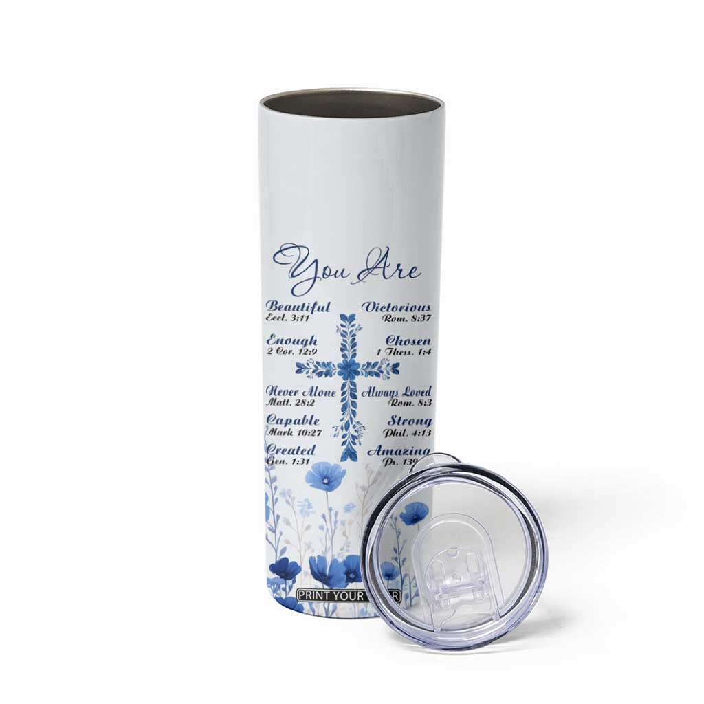 Christian Gifts Skinny Tumbler You Are Enough Inspirational Flower Christ Cross TB09 Print Your Wear