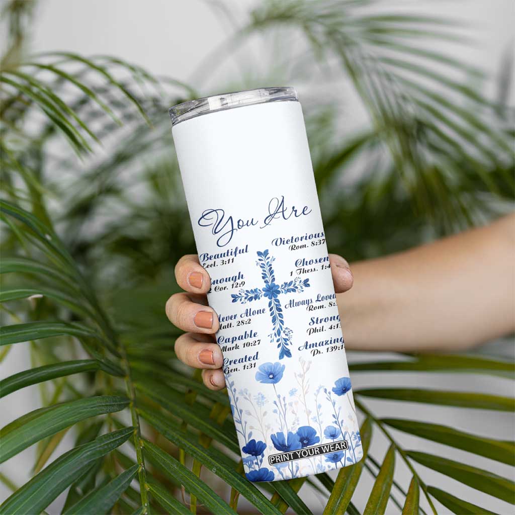 Christian Gifts Skinny Tumbler You Are Enough Inspirational Flower Christ Cross TB09 Print Your Wear