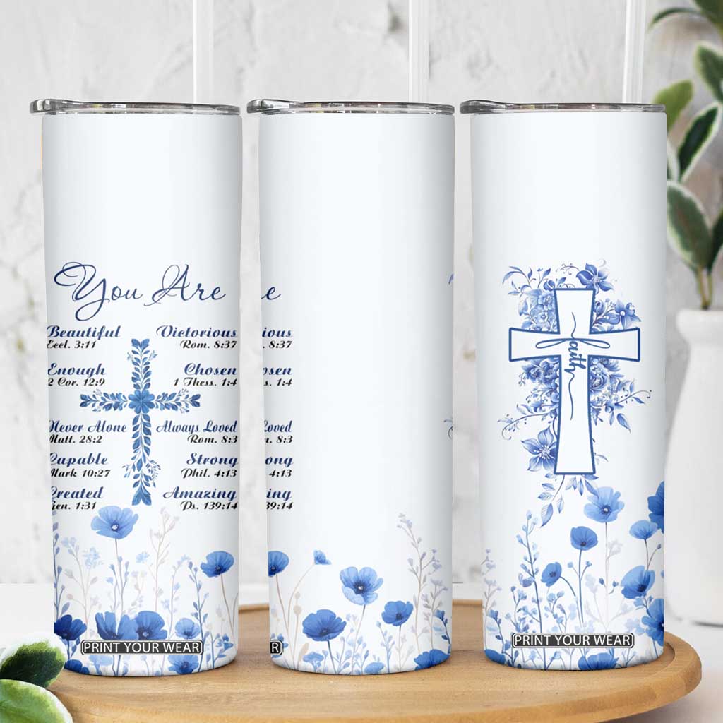 Christian Gifts Skinny Tumbler You Are Enough Inspirational Flower Christ Cross TB09 Print Your Wear