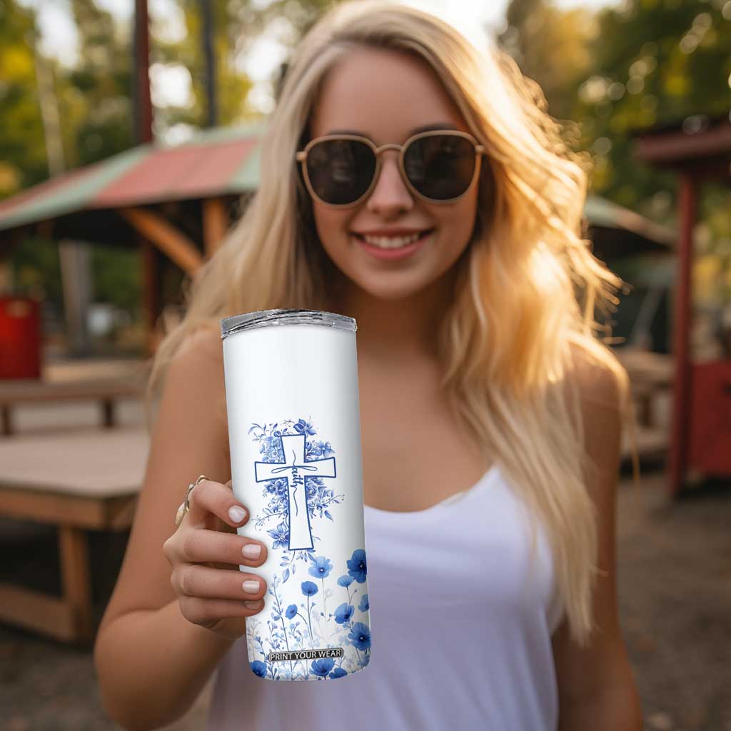 Christian Gifts Skinny Tumbler You Are Enough Inspirational Flower Christ Cross TB09 Print Your Wear