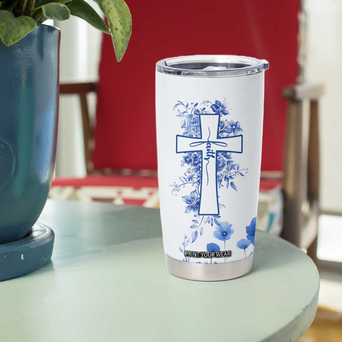 Christian Gifts Tumbler Cup You Are Enough Inspirational Flower Christ Cross TB09 Print Your Wear