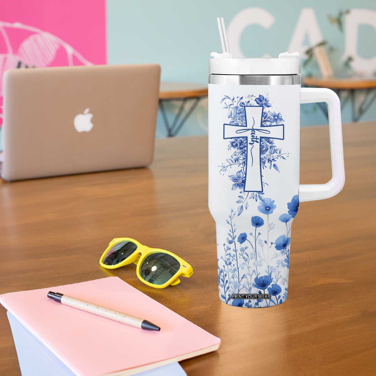 Christian Gifts Tumbler With Handle You Are Enough Inspirational Flower Christ Cross TB09 Print Your Wear