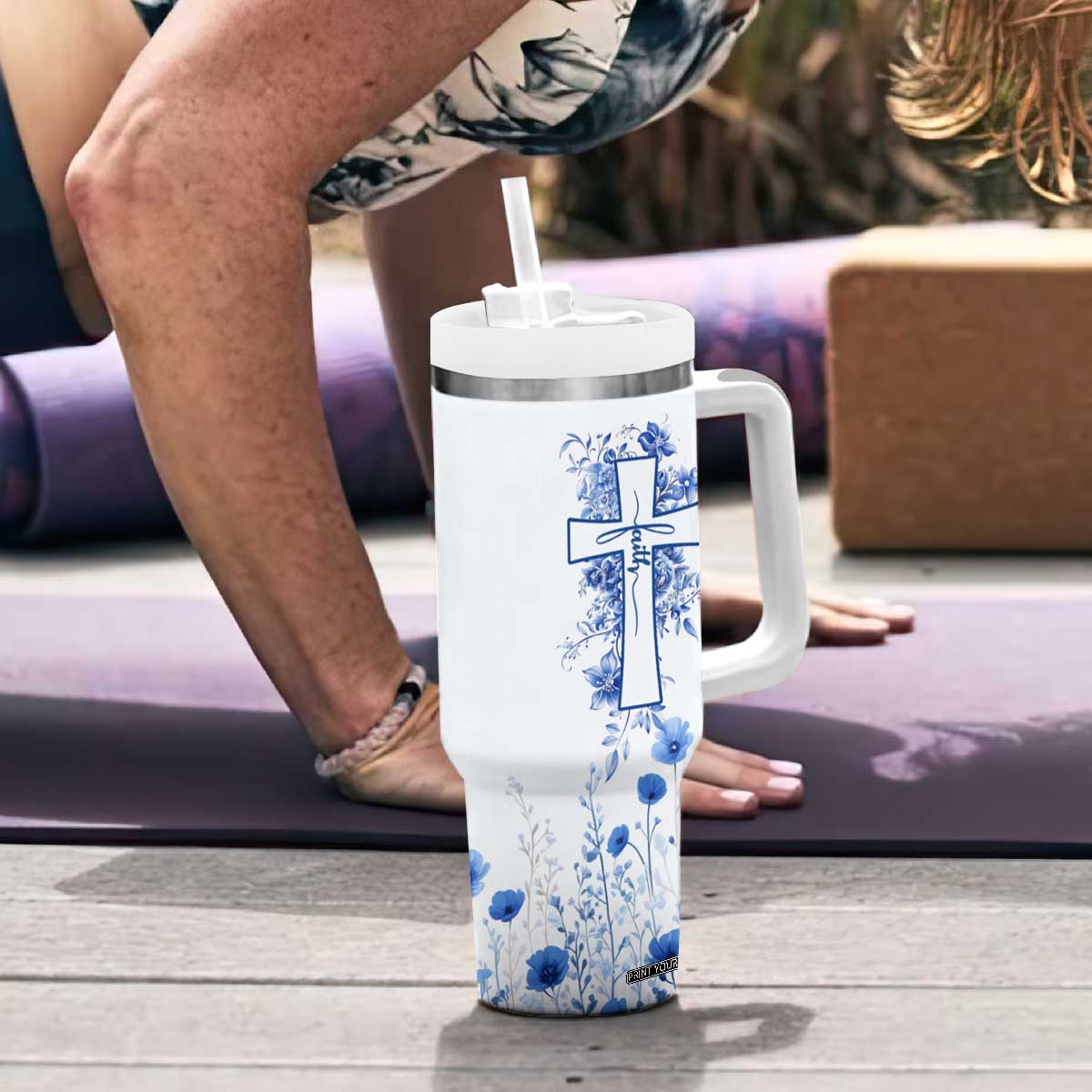 Christian Gifts Tumbler With Handle You Are Enough Inspirational Flower Christ Cross TB09 Print Your Wear