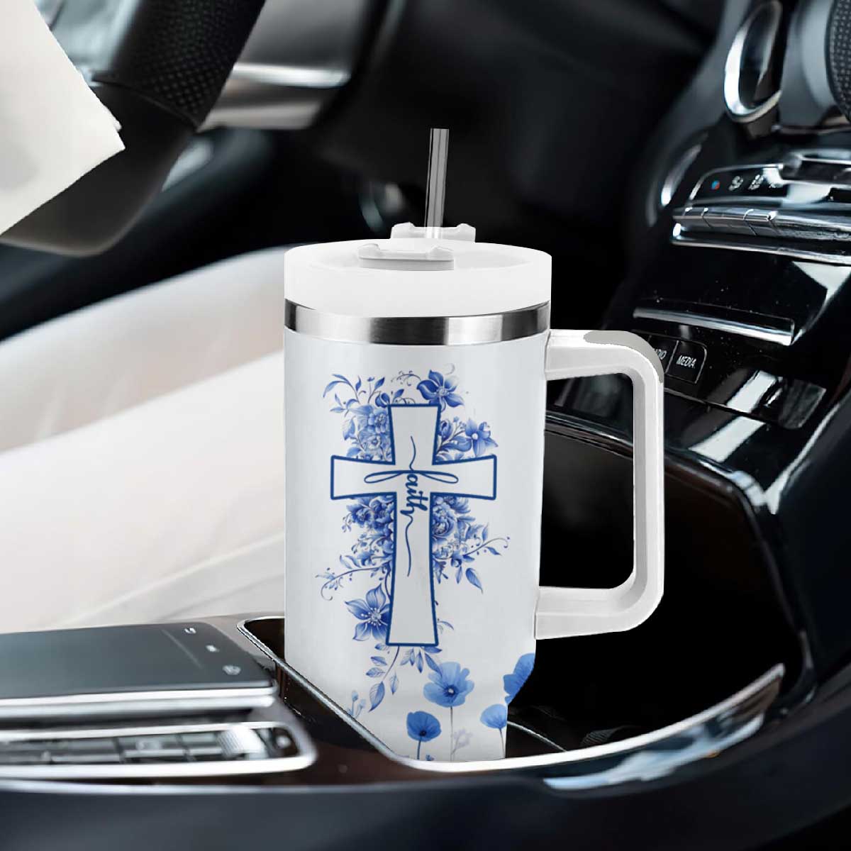 Christian Gifts Tumbler With Handle You Are Enough Inspirational Flower Christ Cross TB09 Print Your Wear