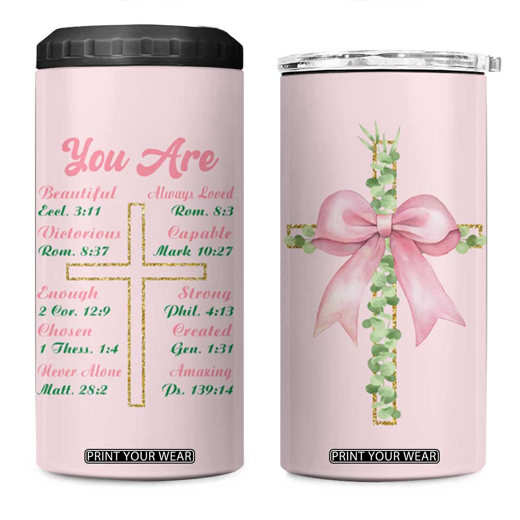 Christian Gifts 4 in 1 Can Cooler Tumbler You Are Enough Inspirational Coquette Christ Cross TB09 One Size: 16 oz Pink Print Your Wear