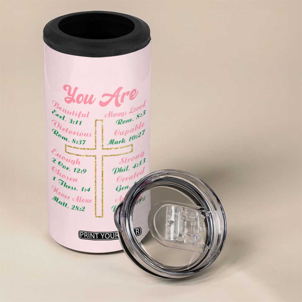 Christian Gifts 4 in 1 Can Cooler Tumbler You Are Enough Inspirational Coquette Christ Cross TB09 Print Your Wear