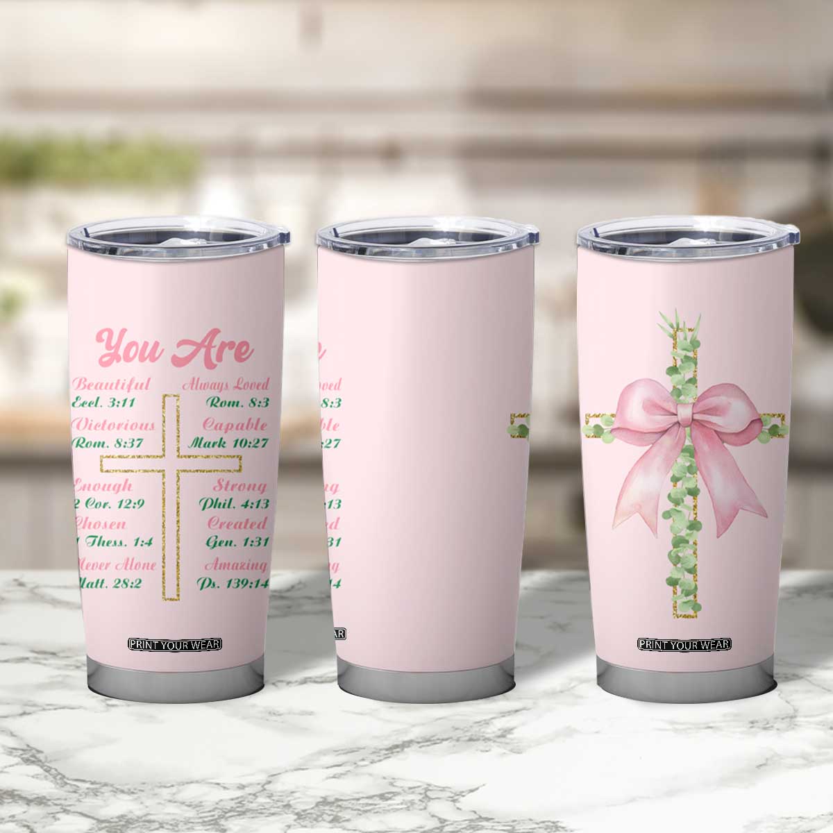 Christian Gifts Tumbler Cup You Are Enough Inspirational Coquette Christ Cross TB09 Print Your Wear