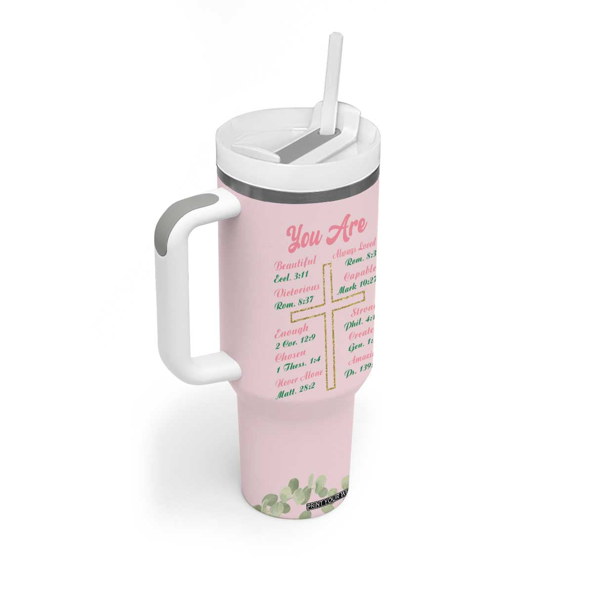 Christian Gifts Tumbler With Handle You Are Enough Inspirational Coquette Christ Cross TB09 Print Your Wear