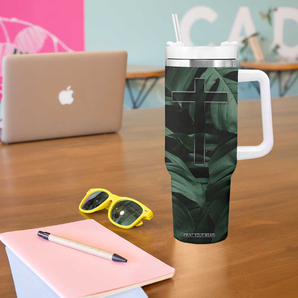 Christian Tumbler With Handle Be Still And Know That I Am God Aesthetic TB09 Print Your Wear