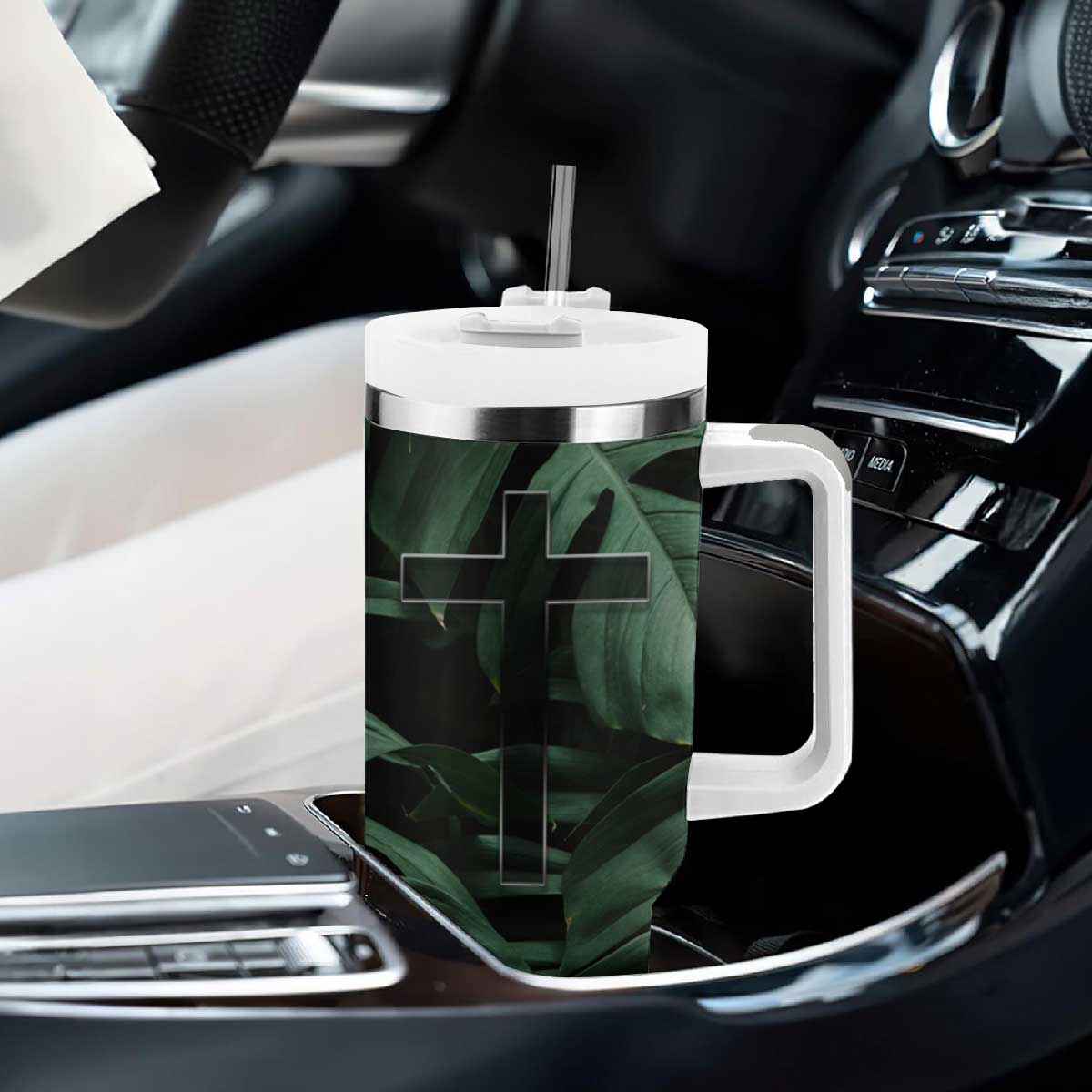 Christian Tumbler With Handle Be Still And Know That I Am God Aesthetic TB09 Print Your Wear