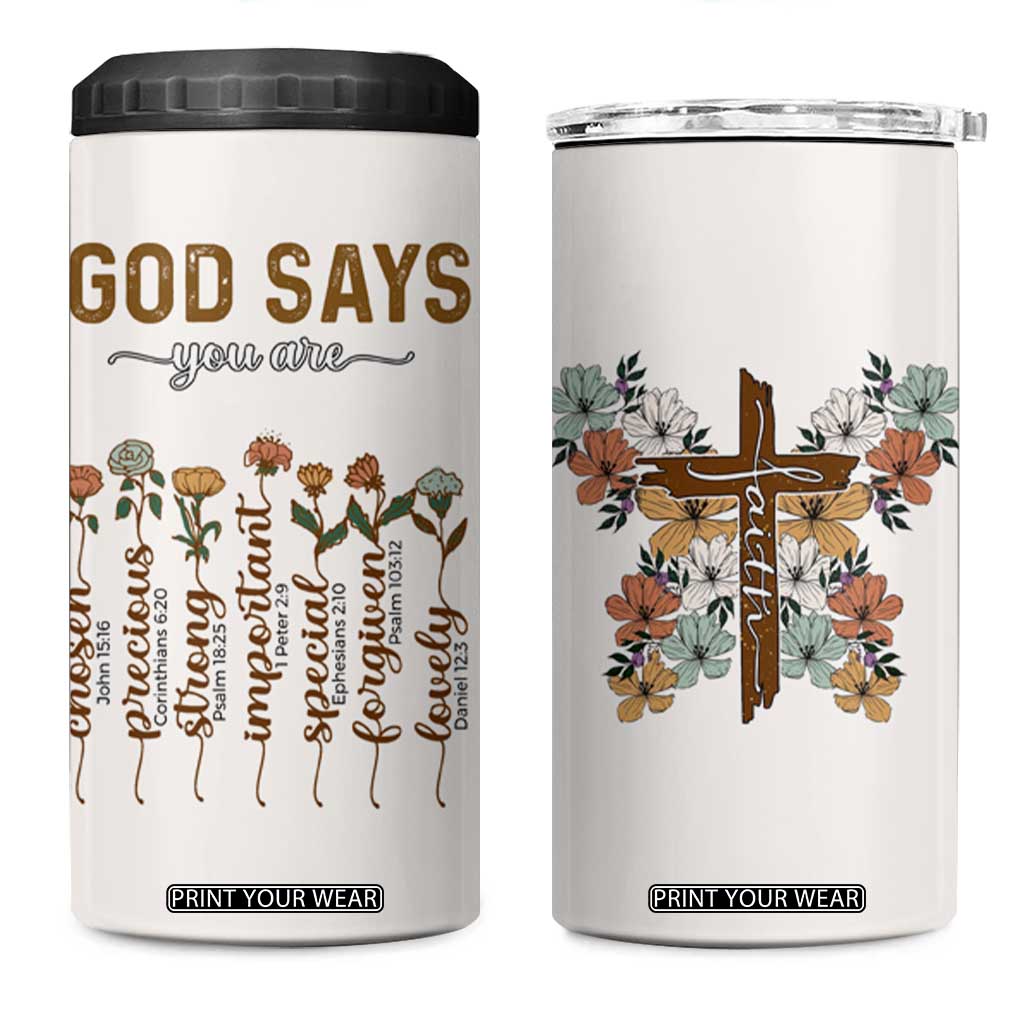 Christian Gifts 4 in 1 Can Cooler Tumbler God Say You Are Inspirational Flower Butterfly Christ Cross TB09 One Size: 16 oz Beige Print Your Wear