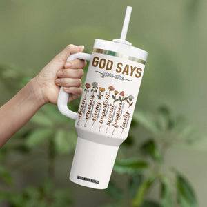 Christian Gifts Tumbler With Handle God Say You Are Inspirational Flower Butterfly Christ Cross TB09 Print Your Wear