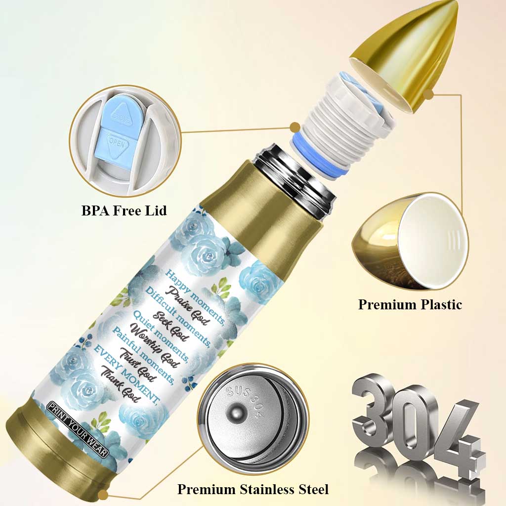 Christian Bullet Tumbler Thank God Faith Flower Christ Cross TB09 Print Your Wear