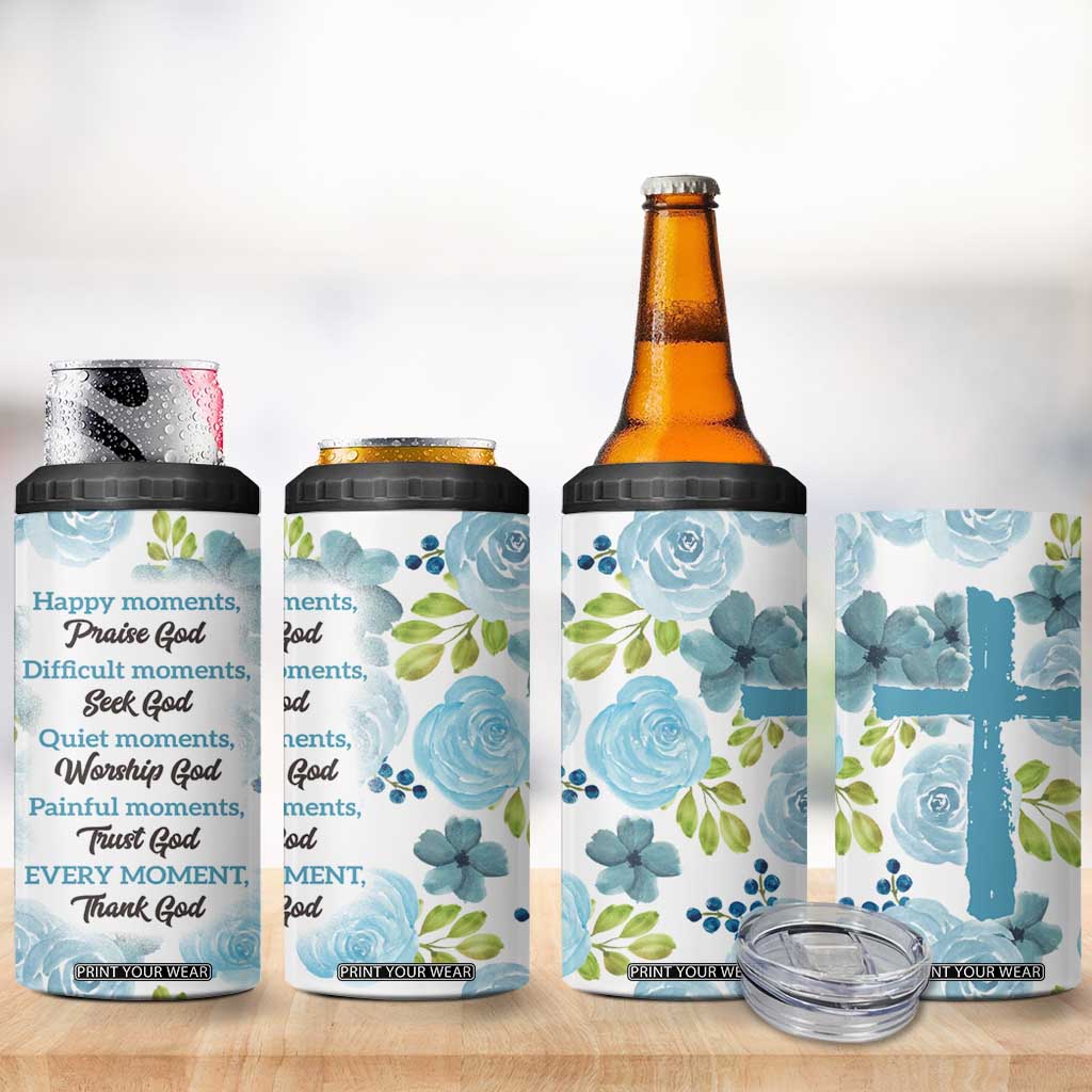 Christian 4 in 1 Can Cooler Tumbler Thank God Faith Flower Christ Cross TB09 Print Your Wear