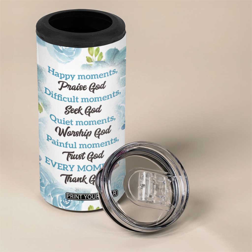 Christian 4 in 1 Can Cooler Tumbler Thank God Faith Flower Christ Cross TB09 Print Your Wear