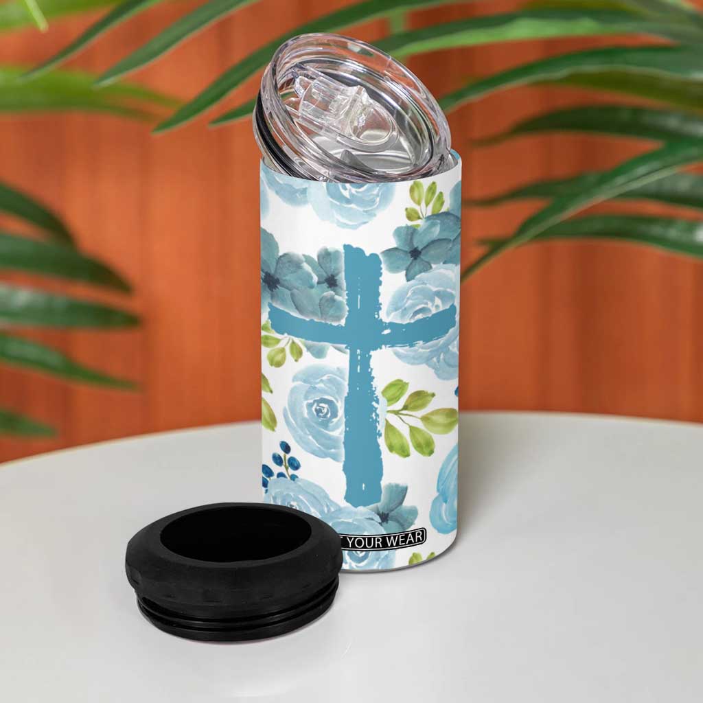Christian 4 in 1 Can Cooler Tumbler Thank God Faith Flower Christ Cross TB09 Print Your Wear