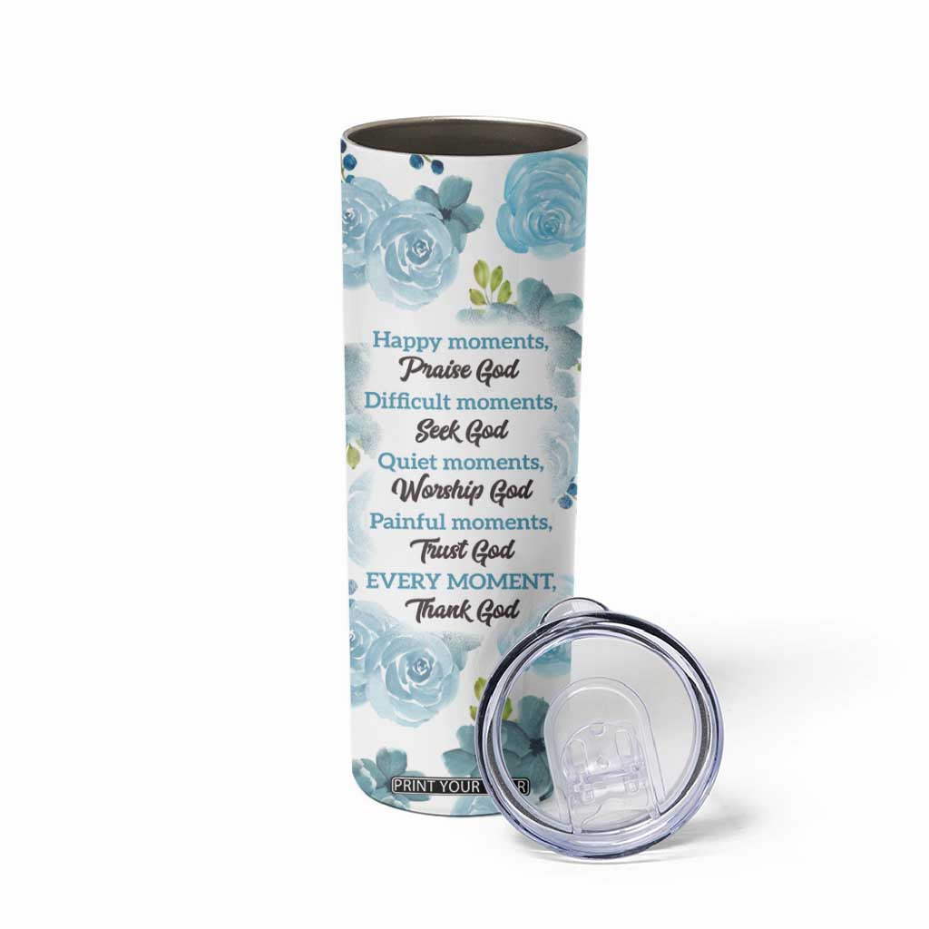 Christian Skinny Tumbler Thank God Faith Flower Christ Cross TB09 Print Your Wear