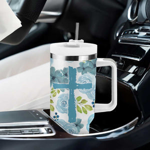 Christian Tumbler With Handle Thank God Faith Flower Christ Cross TB09 Print Your Wear